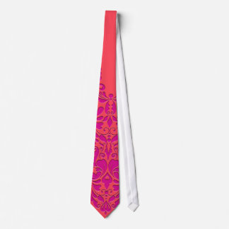 HeartyParty Raspberry and Magenta Damask Heart Tie