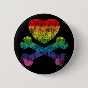 heartz and bones. 6 cm round badge
