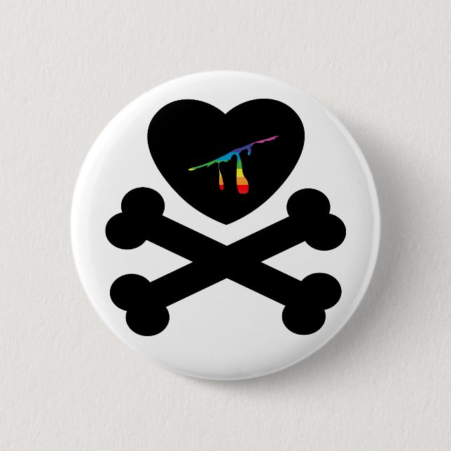 heartz and bones. 6 cm round badge (Front)