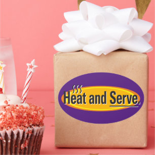 Heat and Serve Black Text Gfx Oval Sticker