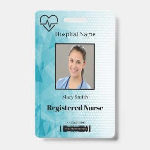 Heat Beat Lifeline Geometric Vertical Photo ID Badge