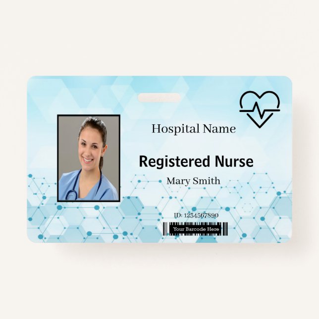 Heat Beat Lifeline Molecule Medical Photo ID ID Badge (Front)