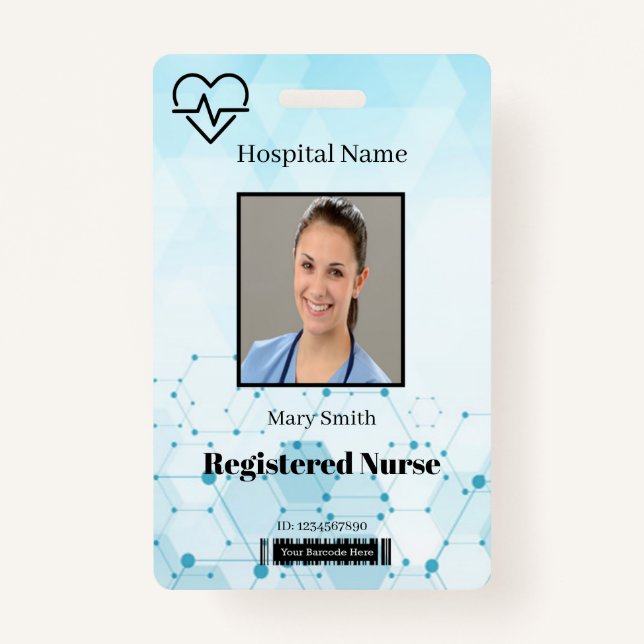 Heat Beat Molecule Medical Vertical Photo ID ID Badge (Front)