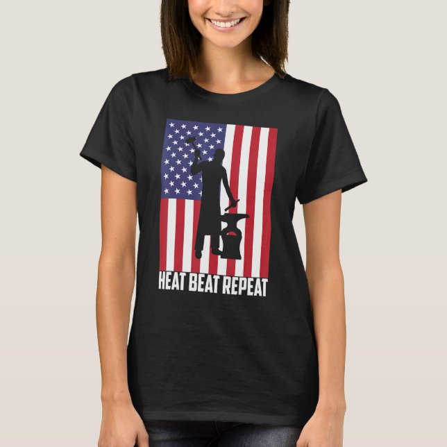 Heat Beat Repeat Mens Blacksmith Usa Patriotic Bla T-Shirt (Front)
