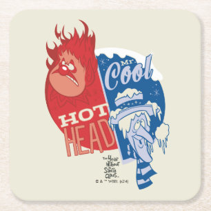 Heat Miser Hot Head & Snow Miser Mr. Cool Square Paper Coaster