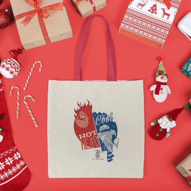 Heat Miser Hot Head & Snow Miser Mr. Cool Tote Bag (Tote bag on Christmas table)