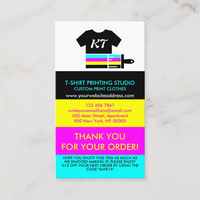 Heat Transfer Vinyl Clothing Wash Instruction Business Card (Front)