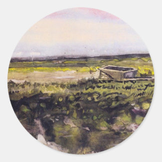 Heath with a Wheelbarrow by Vincent van Gogh Classic Round Sticker