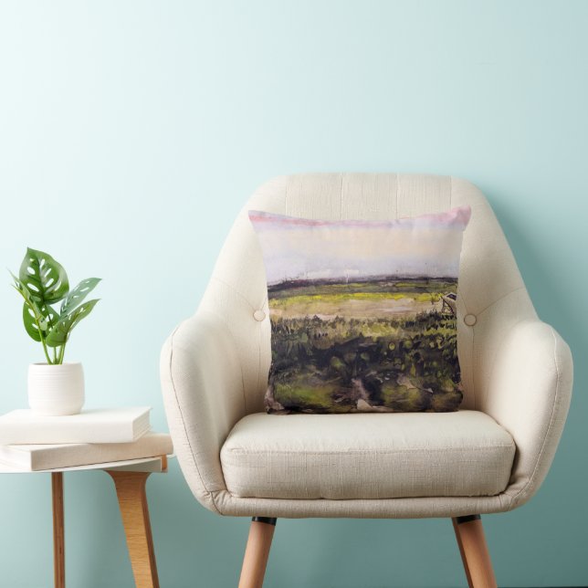 Heath with a Wheelbarrow by Vincent van Gogh Cushion (Chair)