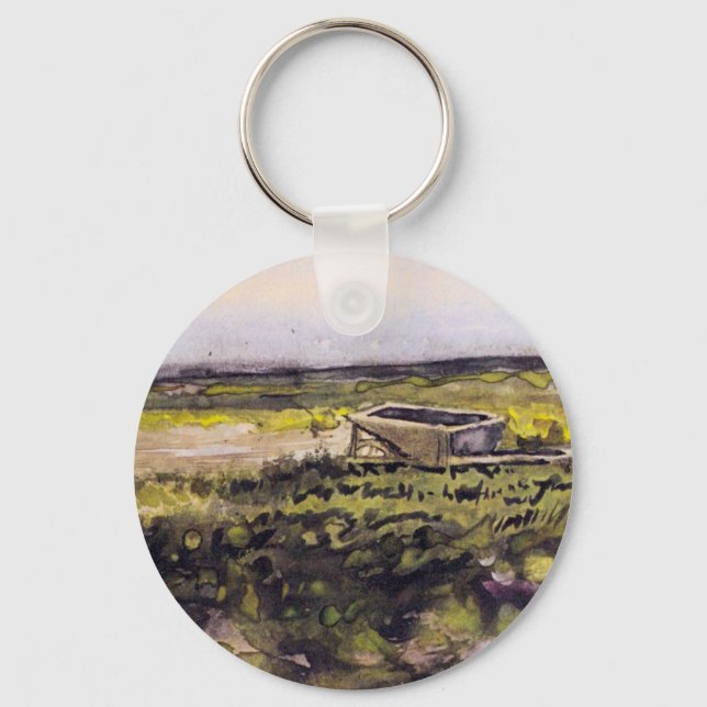 Heath with a Wheelbarrow by Vincent van Gogh Key Ring (Front)