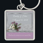 Heather and Lace wedding favour Key Ring<br><div class="desc">Heather and lace wedding favour is a beautiful momento of your special day or a perfect thank you gift for bridesmaid or groomsman. Coordinates with Heather and Lace invitations and wedding accessories.</div>