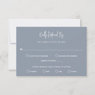 Heather Elegant Dusty Blue Minimal Modern Wedding RSVP Card