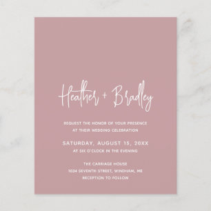 Heather Elegant Dusty Rose Budget Wedding Invite