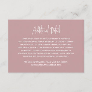 Heather Elegant Dusty Rose Minimal Modern Wedding Enclosure Card