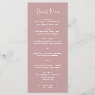 Heather Elegant Dusty Rose Minimal Modern Wedding Menu