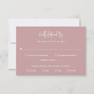 Heather Elegant Dusty Rose Minimal Modern Wedding RSVP Card