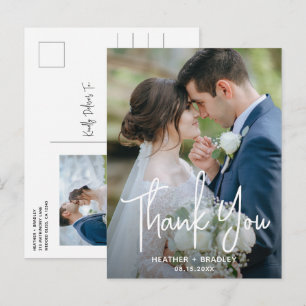 Heather Elegant Minimal Modern Wedding Thank You Postcard