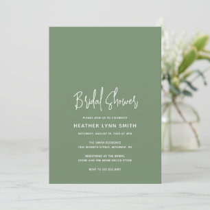 Heather Elegant Sage Green Modern Bridal Shower Invitation