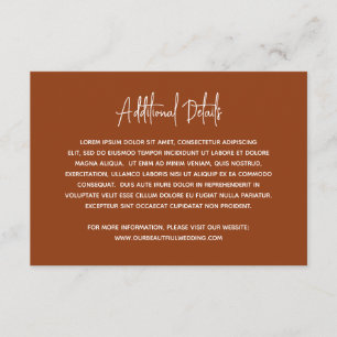 Heather Elegant Terracotta Minimal Modern Wedding Enclosure Card