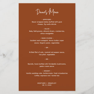 Heather Elegant Terracotta Modern Wedding Menu