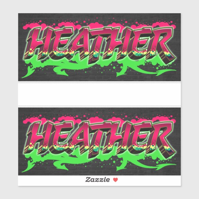 Heather first name name graffiti sticker decals (Sheet)