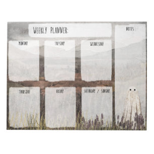 Heather Ghost Weekly Planner Notepad