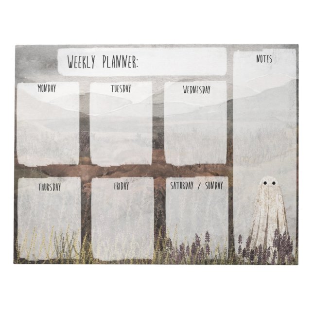 Heather Ghost Weekly Planner Notepad (Front)