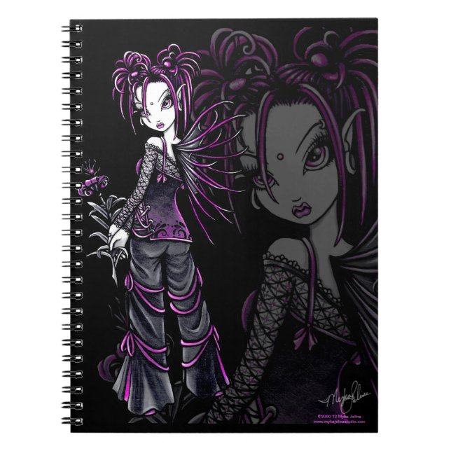 Heather Gothic Pink Flower Fairy Notebook (Front)