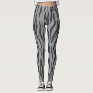 Heather Grey Zebra Print Leggings