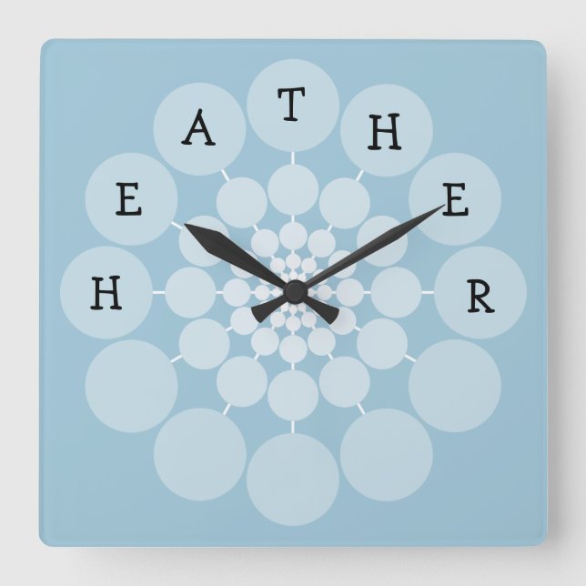 HEATHER Modern Fun Name Clock (Front)