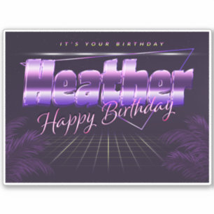 Heather name first name lila retro sticker birthda