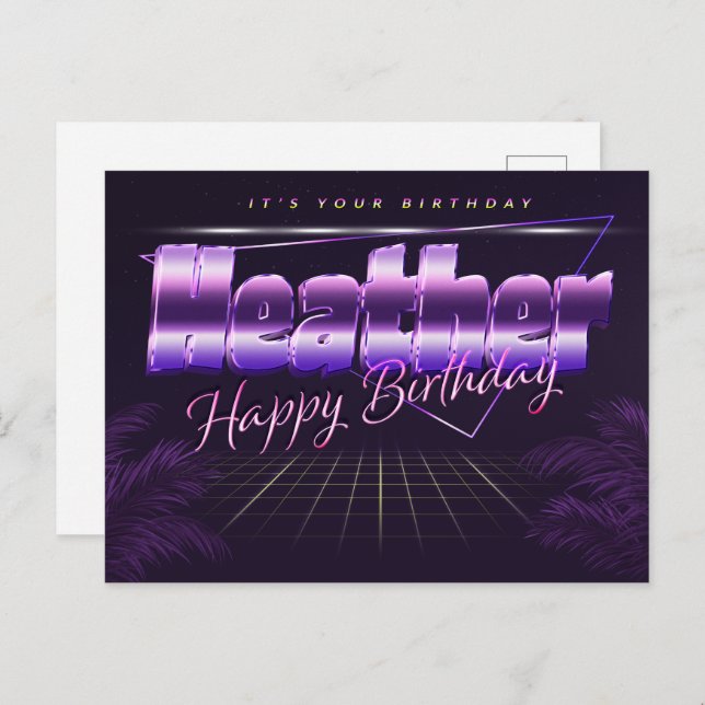 Heather Name First name pura postcard birthday (Front/Back)