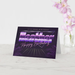 Heather Name Vorname lila retro Karte Geburtstag Card