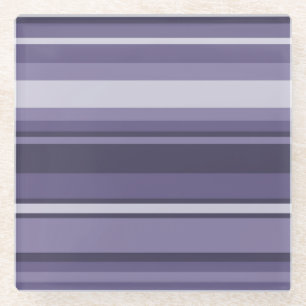 Heather purple stripes glass coaster