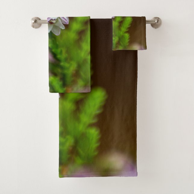 Heather Spring flower evergreen bloom purple white Bath Towel Set (Insitu)