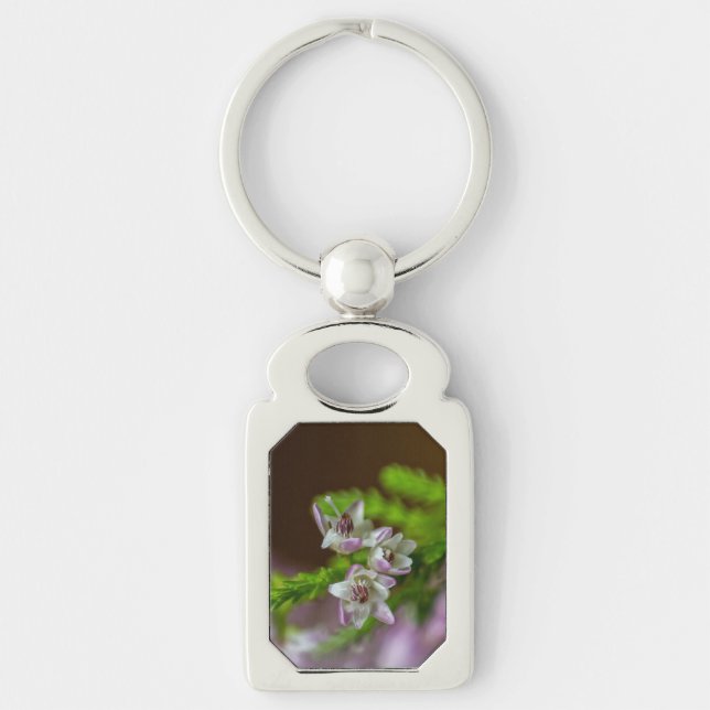 Heather Spring flower evergreen bloom purple white Key Ring (Front)
