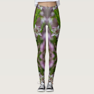 Heather Spring flower evergreen bloom purple white Leggings