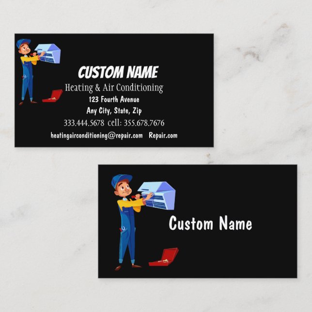 Heating & Air Conditioning HVAC Repair Install Business Card (Front/Back)