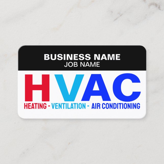 Heating and Air Conditioning Cooling HVAC Business Card (Front)