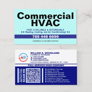 Heating and Cooling & AC Qr Code   Commercial HVAC Business Card