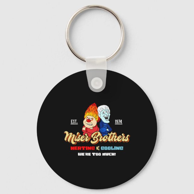 Heating And Cooling Brothers Christmas Retro  Key Ring (Front)