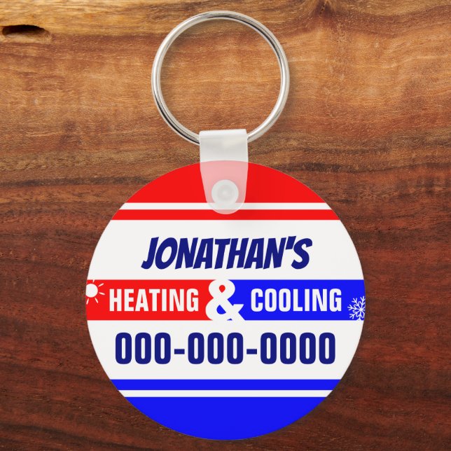 Heating and Cooling Metal Circle Keychain, 2" Key Ring (Front)