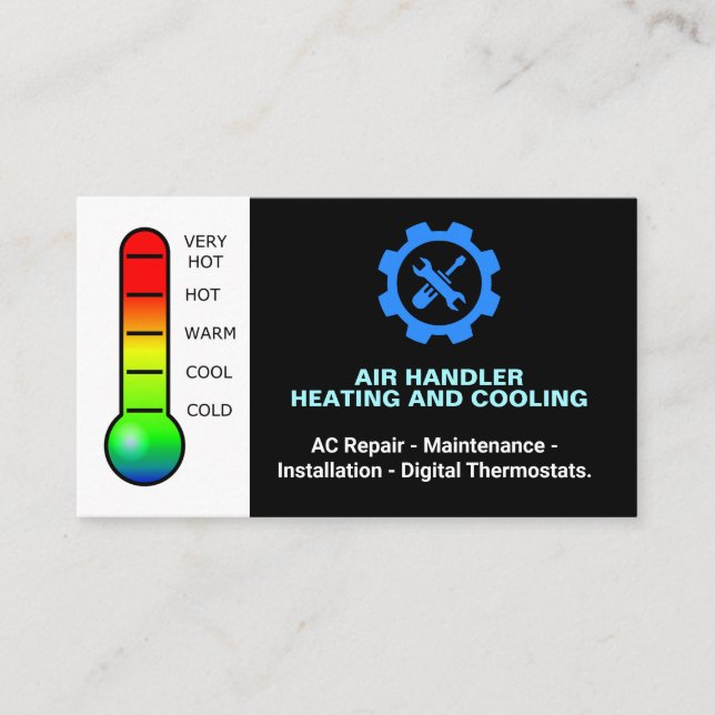 Heating and Cooling, Professional Repair HVAC  Business Card (Front)