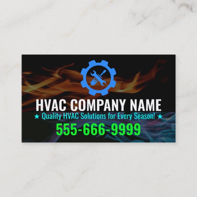 Heating and Cooling Slogan, Logo for HVAC Business Card (Front)