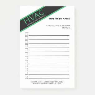 Heating Cooling HVA Business Checklist Post-it Notes