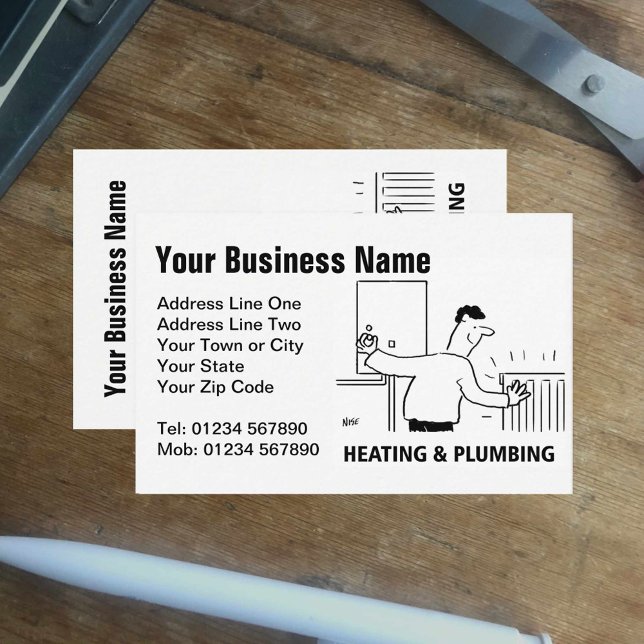 Heating Services Cartoon Business Card (Creator Uploaded)