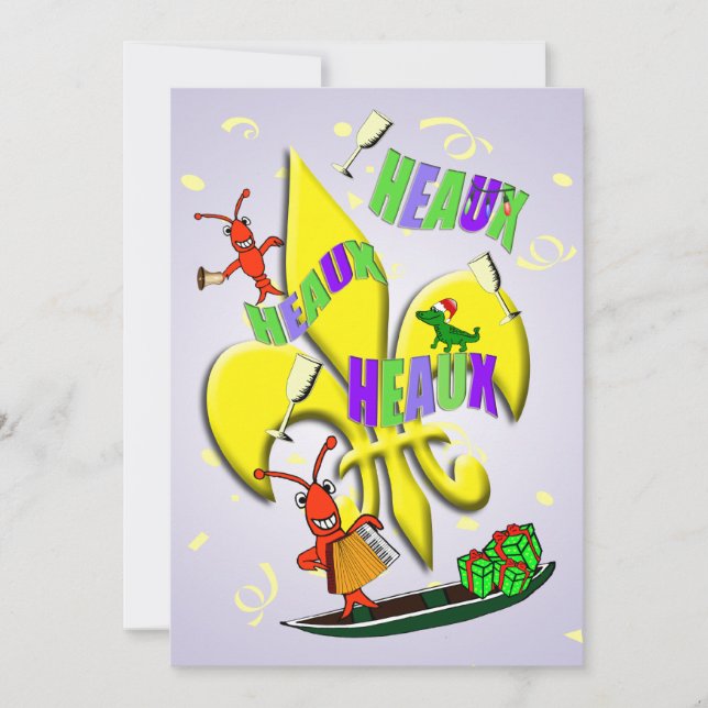 Heaux, Heaux, Heaux Cajun Christmas Party Invitation (Front)