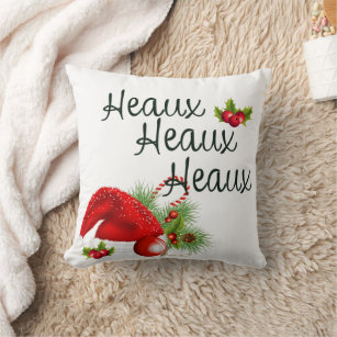 Heaux Heaux Heaux Louisiana Cajun Santa Hat Cushion