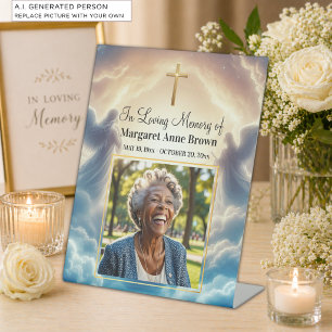 Heaven and Angels Celebration Of Life Photo Pedestal Sign