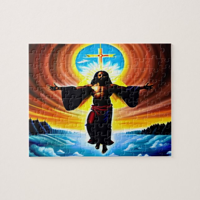 Heaven and Earth Black Christian Art Puzzle (Horizontal)